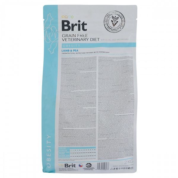 Корм сухий Brit Grain Free VetDiet Dog Obesity для собак для корекції ваги беззерновий з ягням індичкою та горохом 2 кг 1111151938 фото