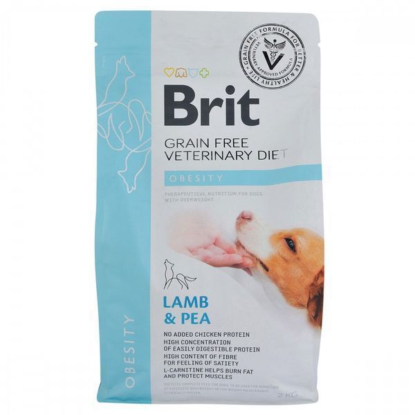 Корм сухий Brit Grain Free VetDiet Dog Obesity для собак для корекції ваги беззерновий з ягням індичкою та горохом 2 кг 1111151938 фото