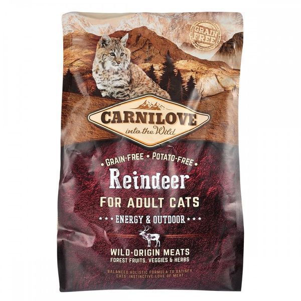 Корм сухий Carnilove Cat Energy and Outdoor для дорослих активних котів з північним оленем 2 кг 1111145066 фото