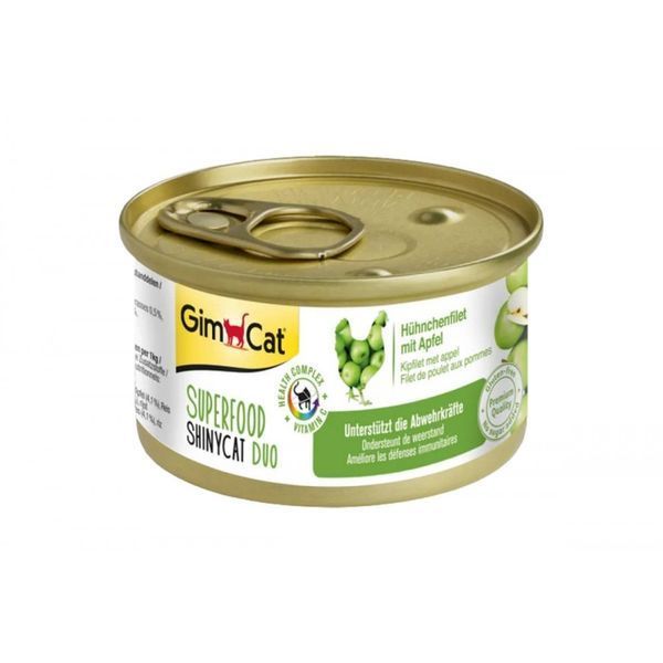 Корм вологий GimCat Shiny Cat Superfood для котів з куркою та яблуком 70 г 1111146614 фото