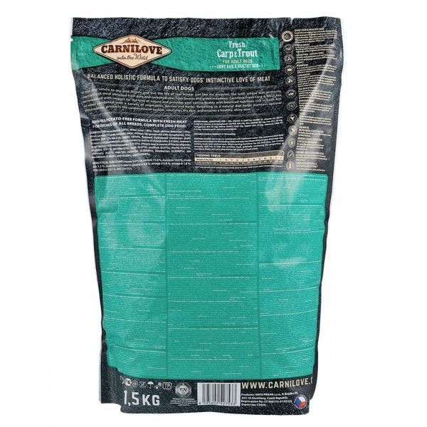 Корм сухий Carnilove Fresh Carp and Trout for Adult dogs для дорослих собак усіх порід з коропом та фореллю 1,5 кг 1111153665 фото