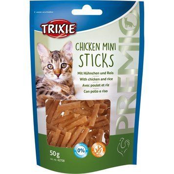 Ласощі Trixie Premio Chicken Mini Sticks для котів мініпалички з куркою та рисом 50 г 1111133313 фото