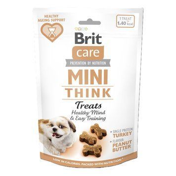 Ласощі Brit Care Mini Treats Think д/собак малих порід д/розумових здібностей індичка смак арахісове масло 50 г 1111210200 фото