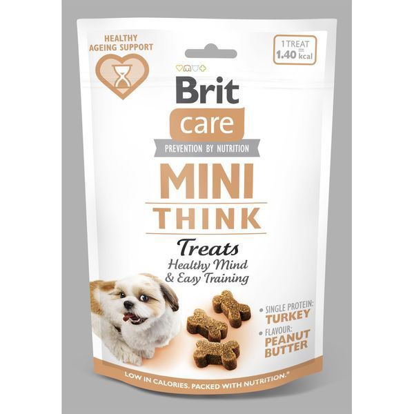 Ласощі Brit Care Mini Treats Think д/собак малих порід д/розумових здібностей індичка смак арахісове масло 50 г 1111210200 фото