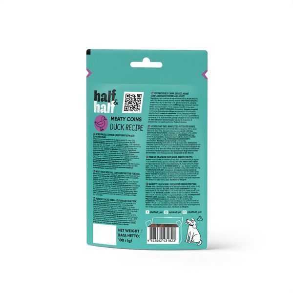 Ласощі HalfHalf м ясні монетки для собак із качкою 100 г 1111175710 фото