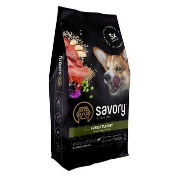 Корм сухий Savory All Breed Sterilised rich in Fresh Turkey для стерилізованих собак усіх порід зі свіжою індичкою 12 кг 1111171568 фото