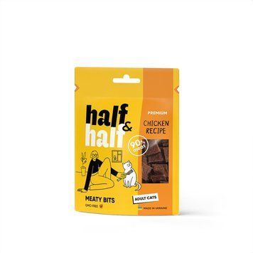 Ласощі HalfHalf м ясні шматочки для котів, із куркою 50 г 1111175717 фото