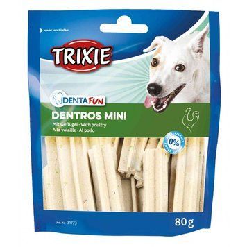 Ласощі Trixie Denta Fun Dentros Mini для собак жувальні шматочки з домашньою птицею 80 г 1111134757 фото