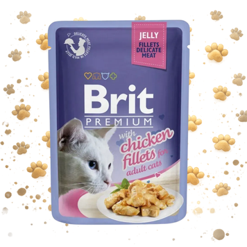 Корм вологий Brit Premium Cat Chicken Fillets Jelly pouch для котів філе курки в желе 85 г 1111146982 фото